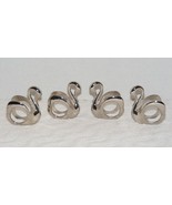 VINTAGE METAL SILVER PLATED SWAN NAPIN RING HOLDERS SET OF 4 GUC - £10.25 GBP