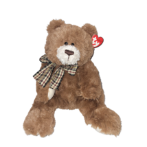 Ty Classic Beanie Bear Hobble Brown Plaid Bow Hang Tag 2007 12&quot; - £8.83 GBP