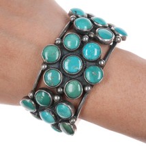 6 5/8&quot; 40&#39;s-50&#39;s Navajo silver turquoise cluster cuff bracelet - $742.50