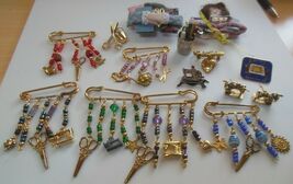 Vintage Sewing Charm Brooch Jewelry Lot - $55.69