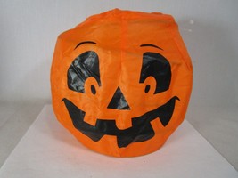 Vintage Gemmy Pumpkin Halloween Basket Kids Trick Or Treat Collapsible - £7.77 GBP