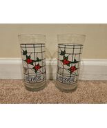 Set of 2 Coca Cola Glasses Stained Glass Flower Design 6&#39;&#39; - $11.99
