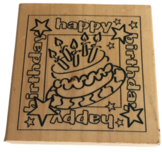Anitas Rubber Stamp Happy Birthday Card Making Cake with Candles Square ... - $4.99