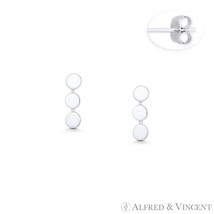 Triple-Circle 9x3mm Stud Earrings w/ Push-Back Posts .925 Sterling Silver Studs - £11.43 GBP