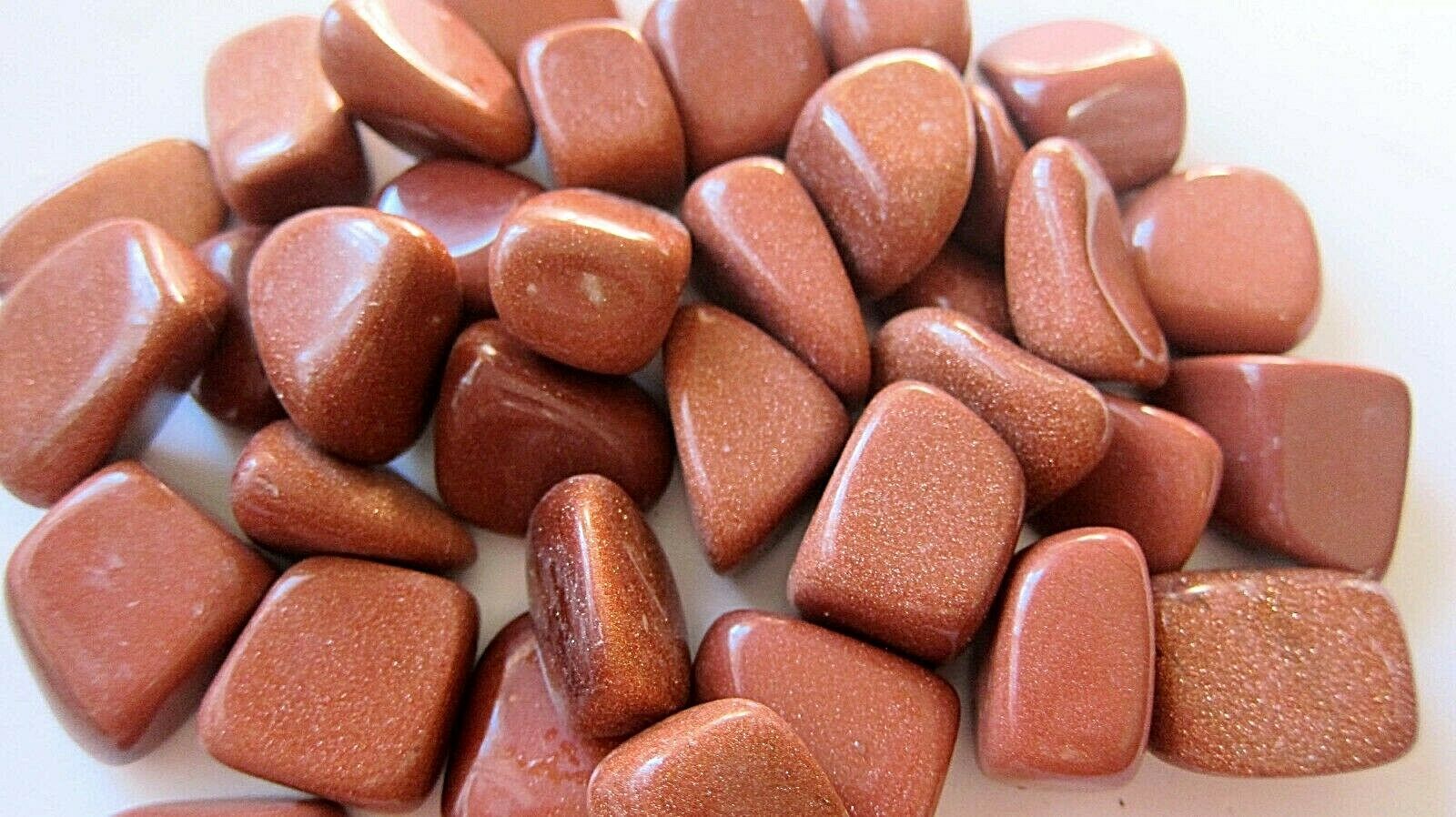One Goldstone Tumbled Stone 25-30mm Long Distant Healing Crystal Protection - $1.93