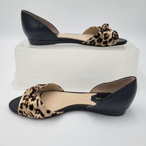Marc Fisher Leopard print front Black Leather Flats Size 7 - £16.54 GBP