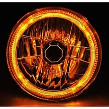 7&quot; Halogen Crystal Clear Amber LED Halo Ring H4 Light Bulb Motorcycle Headlight - £31.23 GBP