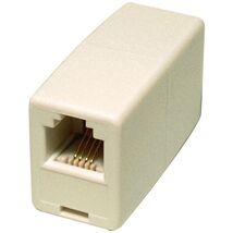 1 Telephone Line Cord COUPLER Almond Modular F/F connect rj-11 rj-14 6P6... - $17.20