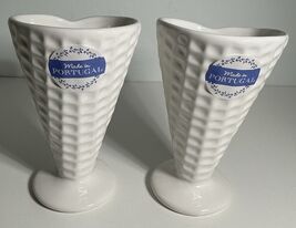 Faiancas Ramos 2 Ceramic ice cream bowls shaped like waffle cones WHITE ... - $403.34 MXN
