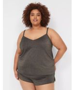 Lane Bryant CACIQUE Stretch Glitter Knit Cami &amp; Shorts SET BLACK Plus 26... - $62.96 CAD