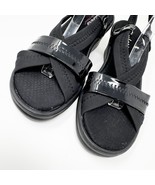 Skechers Memory Foam Womens Black Textile &amp; Patent Leather Wedge Sandal ... - $375.32 MXN