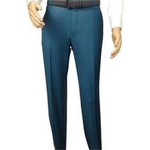 Men's MONO Turkey Slacks 100% Wool Plain Front Regular Fit 2501-12 L.Teal image 4