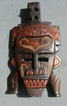 African Hand Carved Warrior Tribal Wood &quot;Face&quot;  Wall Mask Sculpture Art ... - $863.04 MXN