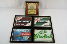 Framed Beer Labels Heineken Dark Steinlager Grolsch Brussels Gold Adverts LOT - £26.61 GBP