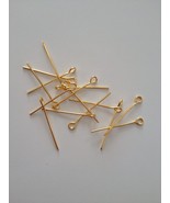 New 200Pcs Gold Plated Eye Pins Jewelry Earring Necklace Making Tools Pi... - £3.02 GBP