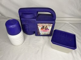 Vintage Barbie &amp; Friends Lunchbox Purple with Thermos &amp; Storage Containe... - £19.73 GBP