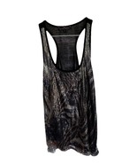 Almost Famous Medium Black Silver Tank top Sequin Embellished Sleeveless Top - $13.97