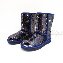 NIB UGG 1094982 Women’s Classic Short Sequins Sparkle Blue Winter Boots Size 5 - £102.78 GBP