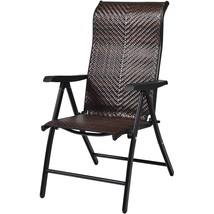 Outdoor/Indoor Folding Patio Chair with Brown Rattan Seat and High Back-... - $158.99