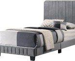 Glory Furniture Lodi Velvet Upholstered Twin Bed in Gray - $285.99