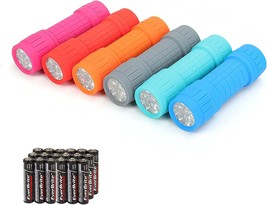 EverBrite 9-LED Flashlight 6-Pack Impact Handheld Torch Assorted Colors ... - £25.16 GBP