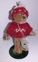 Boyds Bears Wuzzies 3&quot; Bear Tassel F Wuzzie Dark Red Sweater Hat w/Tag &amp; Stand - £11.73 GBP