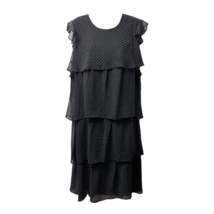 Who What Wear Womens Dress Black Maxi Polka Dot Lined Scoop Neck Cap Sleeve M - £16.50 GBP