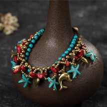 Boho Style New Beach Jewelry Starfish Pendant Bracelet Women Hand-woven ... - £27.34 GBP