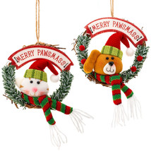 NEW Merry Pawsmass Wreath Christmas Holiday Ornament dog or cat 6 inches - £8.73 GBP