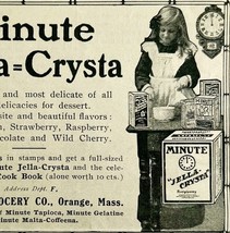 1904 Minute Jella Crysta Gelatin Dessert Advertisement Ephemera 4.75 x 3... - $371.81 MXN