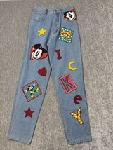 Vintage Mickey Co Jeans Size 7/8 26&quot; x 30&quot; High Rise Embellished Patches... - $39.59