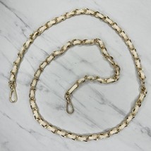 Faux Leather Woven Gold Tone Chain Link Purse Handbag Bag Replacement Strap - $16.82