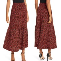 RODEBJER Ziga Maxi Skirt, Red/Black, Size Small (2/4), Designer, Red/Bla... - $121.54