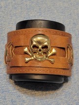 Leather Skull Bracelet in Gold.plate.C.2020(large) - £13.58 GBP