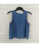 Thread + Supply Top Womens XS Blue Chambray Sleeveless Raw Hem Tank Tencel - $19.99