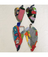 Hand crafted upcycle scrap patchwork fabric primitive country heart orna... - £15.53 GBP
