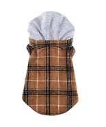 Flannel Brown and Black Plaid Sweatshirt Hoodie with Removable Hood Size... - $649.56 MXN