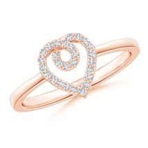 ANGARA Lab-Grown Ct 0.14 Diamond Ribbon Heart Promise Ring in 14K Solid Gold - £423.04 GBP