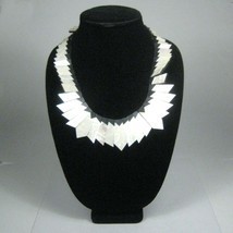 Mother of Pearl Wooden Necklace 20 Inch Women Runway Statement Collar CHIP - $99.00
