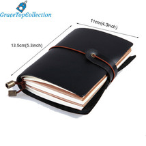 Genuine Black Leather Pocket Journal Diary Handmade Travel Note Pad to W... - $19.39