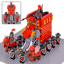 Medieval Red Dragon Knights Legion Army with War Elephant Minifigures Set A - £36.50 GBP