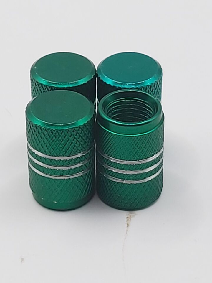 Set of 8 Green Tire Valve Stem Caps For Car, Standard Fitting - $6.58