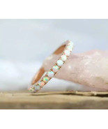 1.20 Ct Round Cut Lab Created Fire Opal Eternity Ring 14K Rose Gold Plated - $2,262.38 MXN