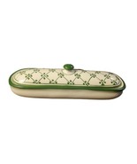 Hand Painted Green White Covered Toothbrush Razor Box Dish - Made in Italy - £38.04 GBP