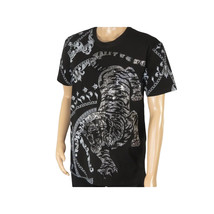 Mens PLATINI Sports Shirt With Rhine Stones Lion Chain STT8022 Black Lion image 4