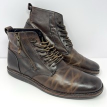 John Varvatos Men’s Barrett Combat Boot Sz 12 Distressed Brown Leather S... - $69.25