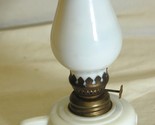 White Milk Glass Miniature Oil Kerosene Lamp Fluted Top - £27.76 GBP