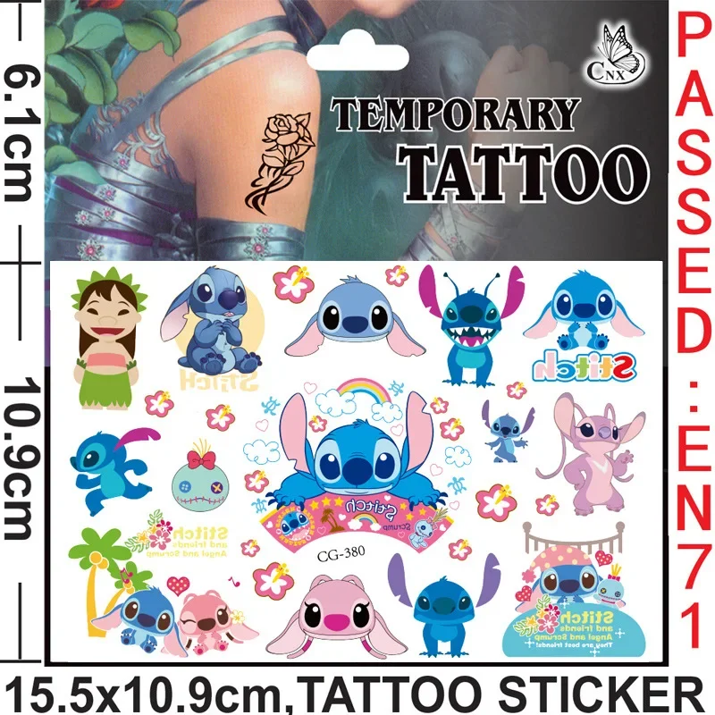 Disney Movies Lilo Stitch Tattoo Stickers 8styles Stitch Cute Anime Figu... - $3.12 CAD