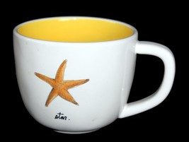 Large RAE DUNN Nautical Starfish &quot;star.&quot; Coastal Chunky Mug Yellow Inter... - $16.99