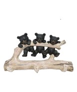 Rustic 3 Naughty Black Bears Dangling On Tree Branch 3 Pegs Triple Wall ... - £23.56 GBP